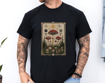 Maglietta Mystic Mushroom Tarot: Arte dei funghi vintage, Maglietta Witchcore