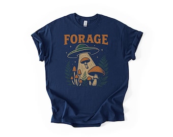 Koszulka z grzybami Forage – koszulka z grzybami UFO w stylu retro – prezent Fun Forager Naturecore