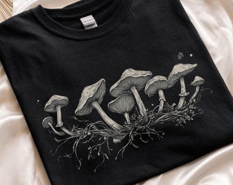 Botanical inspired Mushroom T-Shirt: Vintage Fungi Mycology Design