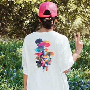 Psychedelic Mushroom Shirt | Neon Trippy Fungi Glow Tee, Vibrant Festival Rave Art, Psychedelic Aesthetic, Cosmic Mycology T-Shirt print 198