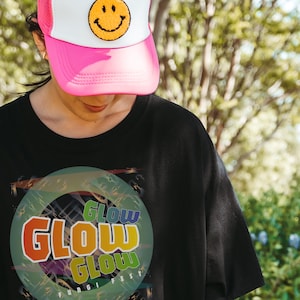 Glow paddenstoel shirt | T-shirt bioluminescente schimmels, psychedelische kunstprint voor Fungi Fest, paddestoel esthetisch trippy mycologie ontwerp Fprint 129