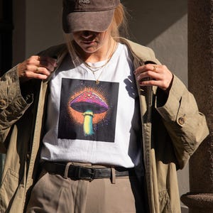 Psychedelic Mushroom Shirt | Magic Trippy Art Tee, Rave Festival Clothing, Neon Fungi Graphic T-Shirt Fprint 57