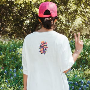 Psychedelische pilz-kunst-shirt | Trippy Fungi-illustratie-T-shirt, neon Fantasy Mykologie, outfit voor festivalrave, surrealistisch glow-ontwerp Bprint 201