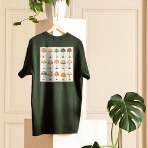 Vintage Pilz Chart Print | Von Pflanzen inspirierte Pilz Illustration, Retro Pilz Kunst Shirt Bprint 3