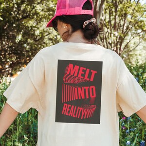 Psychedelic Forest Shirt | Melt Into Reality Trippy Typography Tee, Fungi Art Mushroom Shirt, Optical Illusion Consciousness Design print 58