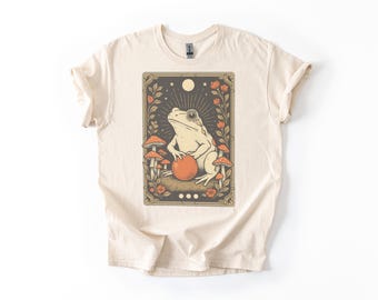 Moon Frog Shirt – Mystical Forest Fungi Tee for Dreamers