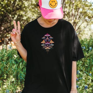 Trippy Mushroom Shirt | Psychedelic Glow Fungi Tee, Neon Mycology Art, Festival Aesthetic, Psy Trance Graphic T-Shirt Fprint 196