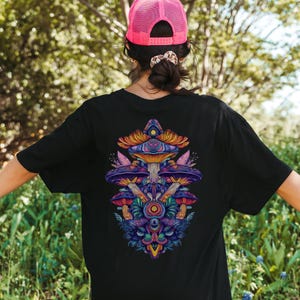 Psychedelic Mushroom Shirt, Trippy Mycology Art Tee, Visionary Fungi Design, Magic Mushroom Festival Clothing Bprint 231