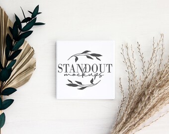 Boho Square Coaster Mockup: Sublimation Template (Digital Download)