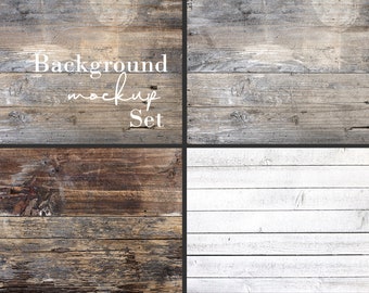 Rustic Wood Background Mockup Bundle: Flat Lay Digital Backdrop (JPG Files)