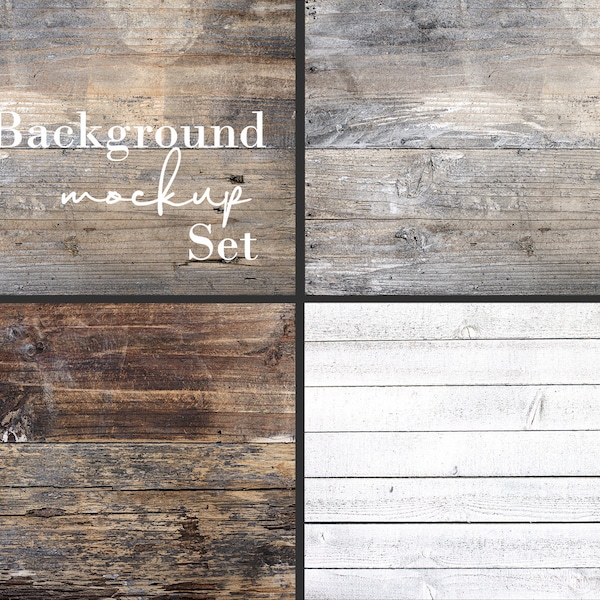 Rustic wood background mockup bundle, add your own design flat lay digital wood backdrop,  minimalist stock photo background