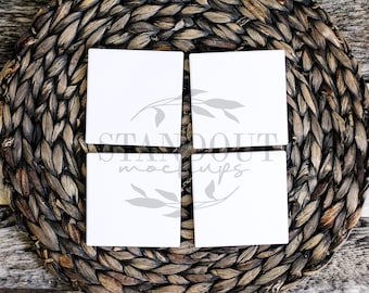 Mockup vierkante onderzetter: witte steen sublimatiesjabloon (digitale download)