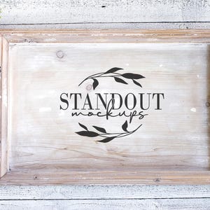 Serving tray flat lay mockup, Farmhouse svg mockup, Tray mockup, Kitchen mockup, Flatlay background, Rustic wood mockup