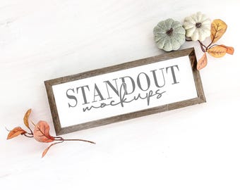 Fall Farmhouse Sign Mockup: Rectangle Frame Flat Lay (Digital Download)