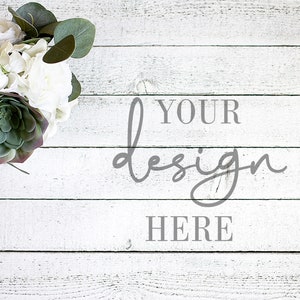 Rustic white wooden floor mockup, Flat lay background mockup, Styled wooden floor background, Farmhouse mockup