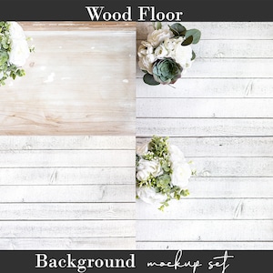 Rustic Wood Floor Mockup Set: Flat Lay Backgrounds (Digital Download)