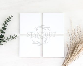Boho-sublimatieonderzetter. Vierkante witte onderzetter. Gestileerde stockfoto. Voeg je ontwerp toe