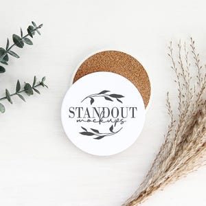 Boho Round Coaster Mockup: Sublimation Flat Lay (Digital Download)