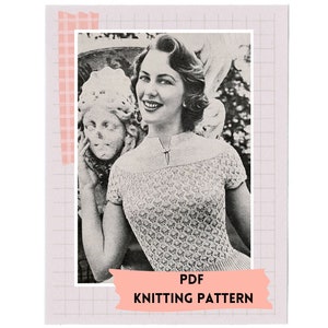 PDF Digital Pattern • 1950s Lacy 3 Ply Jumper • Vintage Knitting Pattern