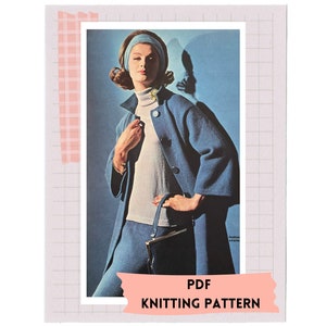 PDF Digital Pattern • 1960s Knitted Coat, Skirt and Jumper Set • Vintage Knitting Pattern