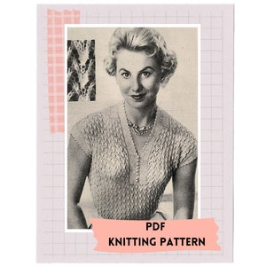 PDF Digital Pattern • 1950s Knitted Lacy Top • Vintage Knitting Pattern