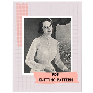 PDF Digital Pattern • 1950s Bed Cardigan • Vintage Knitting Pattern