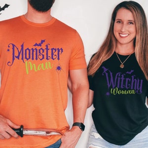 Couples Matching Halloween Shirts, Halloween Costume for couples, Witchy Woman and Monster Man Shirts, Halloween shirts