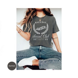 Race Day Social Club Comfort Colors® shirt, Formula 1 Race Day, It&#39;s Lights Out and Away We Go Fan Club Shirt, Formula One Fan shirt,