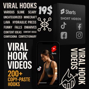 200+ Viral Video Hooks | Copy-Paste Hooks for TikTok, Reels & Shorts | Digital Download