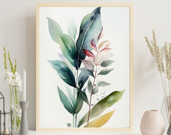 Botanical Art Digital Download | Watercolor Botanical Digital Poster | Printable Art | Floral Wall Art | Botanical Wall Decor | Boho Prints