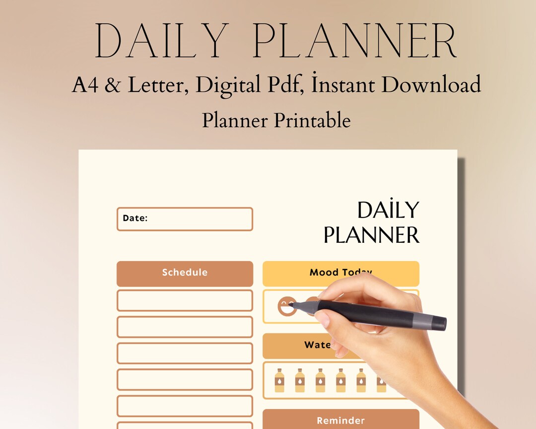 Daily Planner Printable 24 Hour Planner Planner Printable - Etsy