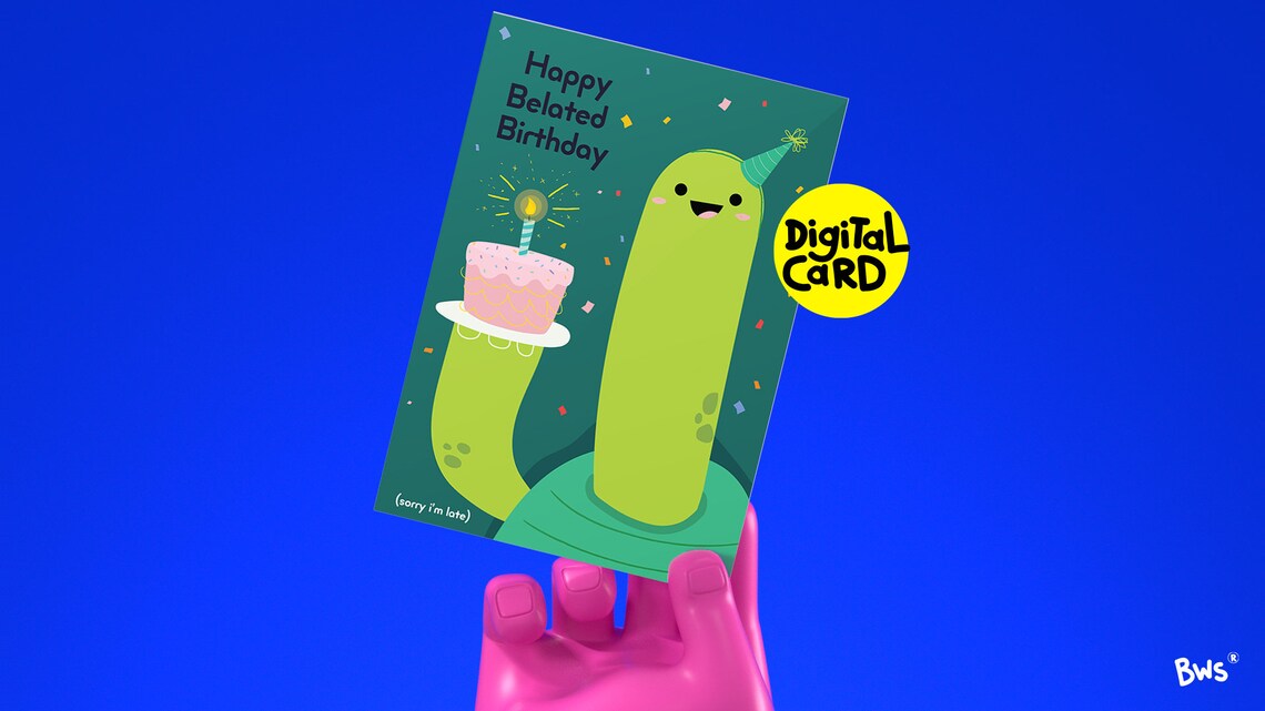 Printable Belated Birthday Card. Funny Birthday Card. Instant Download ...