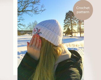 Senja Beanie - Crochet beanie with a knitted look - Embroidered beanie