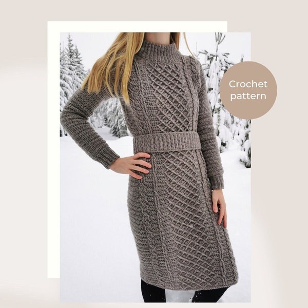 Crystal sweater dress - Crochet pattern - Made to measure