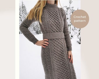 Crystal sweater dress - Crochet pattern - Made to measure