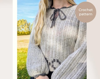 Winter Blossom Blouse - Mosaic Crochet - Size Inclusive Sweater and Dress Pattern