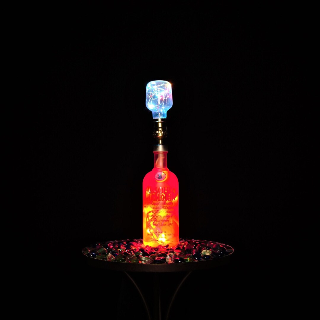 Absolute Mandrin Bottle Lamp With Red Bas and Multicolor Changing Bulb ...