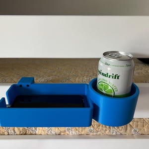 Bunk Bed Cup Holder / Cupholder-Phone tray, Dorm Room Cup Holder/phone tray. 3.25 inch inside diameter. 3D printed