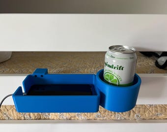 Bunk Bed Cup Holder / Cupholder-Phone tray, Dorm Room Cup Holder/phone tray. 3.25 inch inside diameter. 3D printed