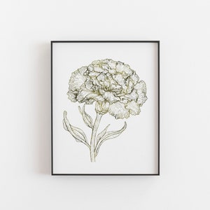 Carnation foil print / birth flower print / gold foil print / January/ flower