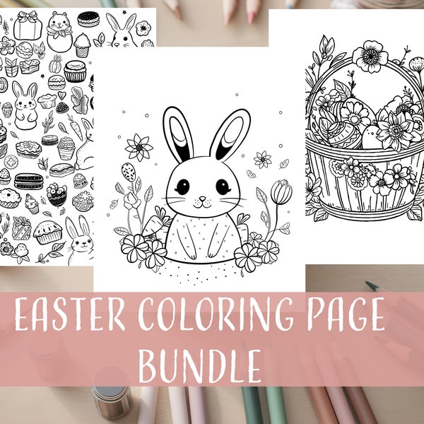 Easter coloring page bundle/ Easter coloring sheets/ Printable Coloring Page/ Downloadable
