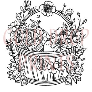 Easter basket coloring page / Spring coloring sheet / printable/ digital
