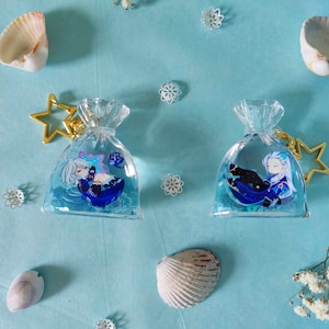 Furina and Neuvillette fish bag keychains