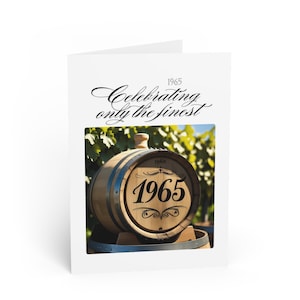 Greeting Cards, 1965 Wine Barrel 60th Birthday Celebration Card, Party Invitation, Vintage Wine Theme, Milestone Celebration Card, Birthday