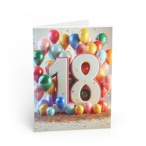 Cartes de voeux pour fête d'anniversaire du 18e anniversaire, célébrations d'étapes importantes, invitations amusantes, ballons colorés, parfaites pour les adolescents et les adultes