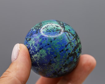 Sphère azurite malachite chrysocolle | Sphère de cristal