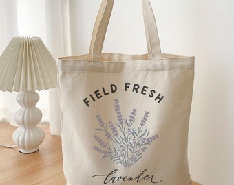 Feld frische Lavendel Design Leinen Einkaufstasche umweltfreundliche Carryall Floral stilvolle Lebensmittelgeschäft Buchhandlung Bibliothek Buch Tasche Lavendel Farm Liebhaber Tote