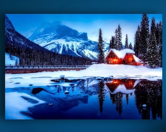 Emerald Lake Lodge, Emerald Lake Matte Canvas Print, Canadian Rockies, Alpine Lake Print, Mountain Lake Wilderness Print, Yoho National Park