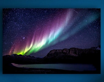 Northern Lights Print, Aurora Borealis Print, Large Matte Canvas Photo Print, Ready To Hang Celestial Wall Art