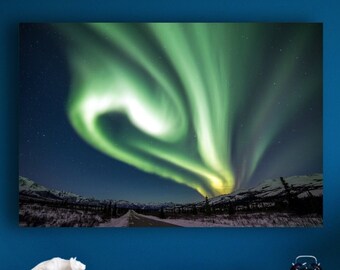 Northern Lights Print, Aurora Borealis Print, Large Matte Canvas Photo Print, Ready To Hang Celestial Wall Art